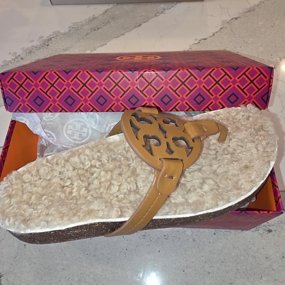 Tory Burch Shoes - Tory Burch Caramel Corn Shearling Sandals